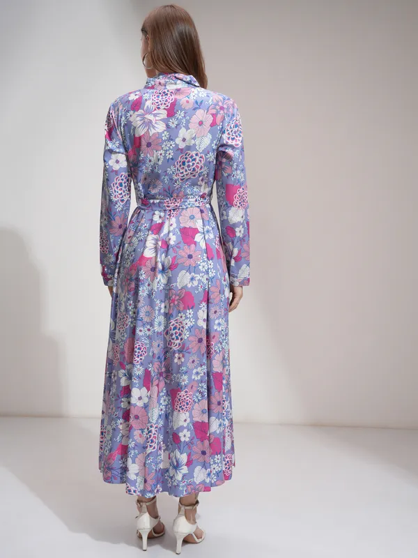 Tokyo Talkies Women Purple Printed Shirt Dress