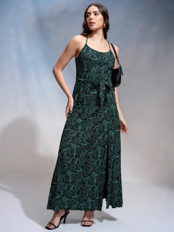 Tokyo Talkies Women Black Printed Maxi Dress