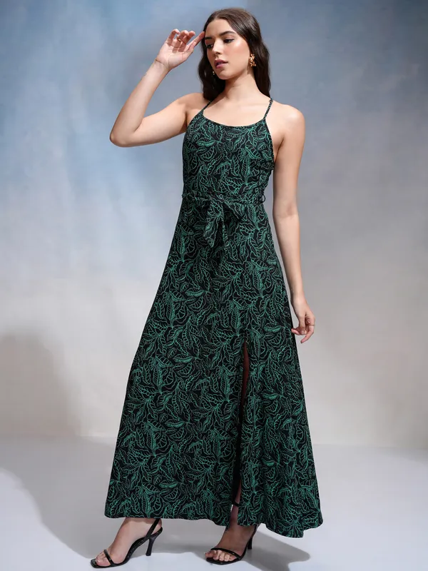 Tokyo Talkies Women Black Printed Maxi Dress