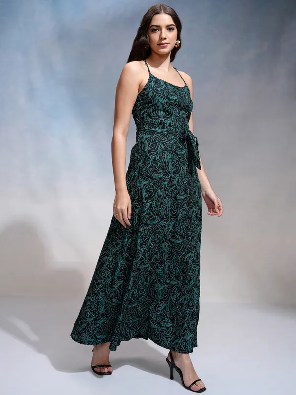 Tokyo Talkies Women Black Printed Maxi Dress