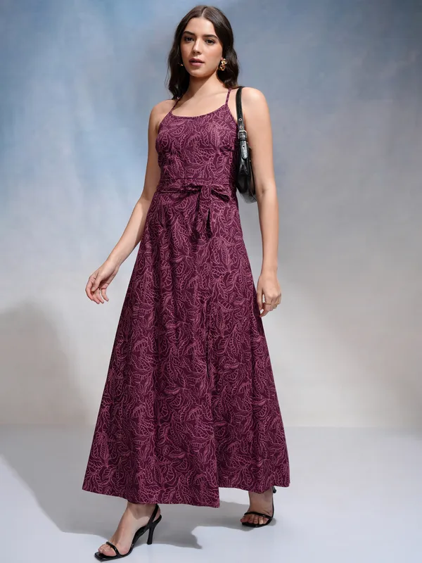 Tokyo Talkies Women Purple Printed Maxi Dress