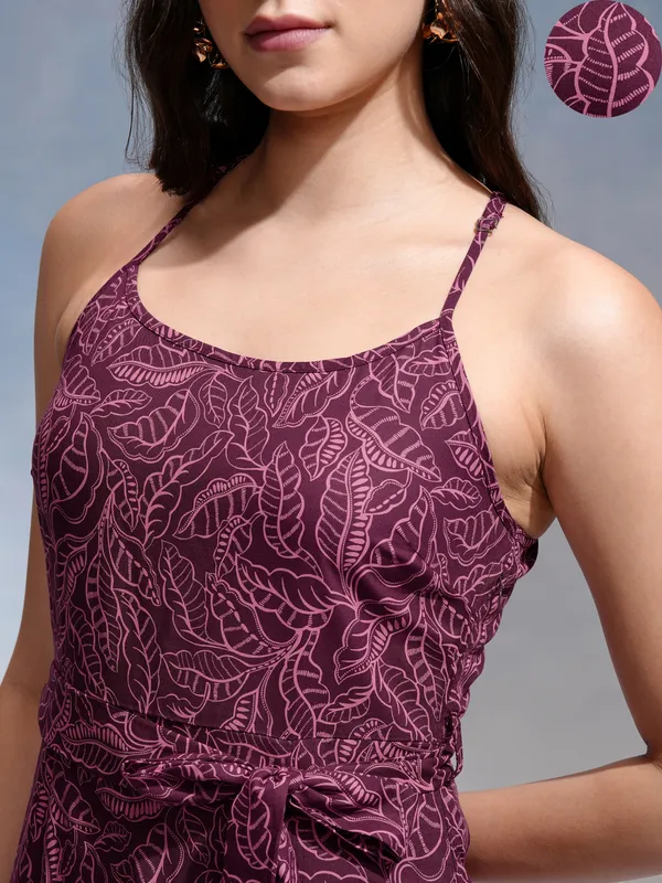 Tokyo Talkies Women Purple Printed Maxi Dress