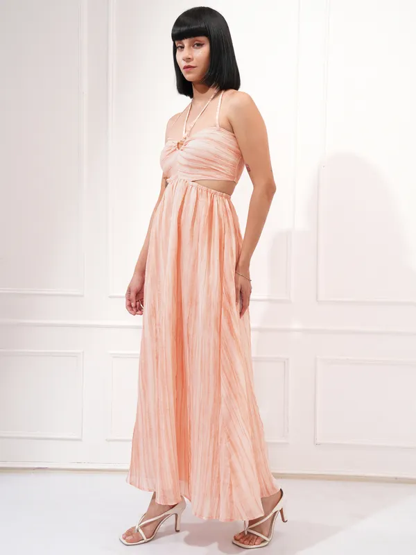 Tokyo Talkies Women Pink Solid Maxi Dress