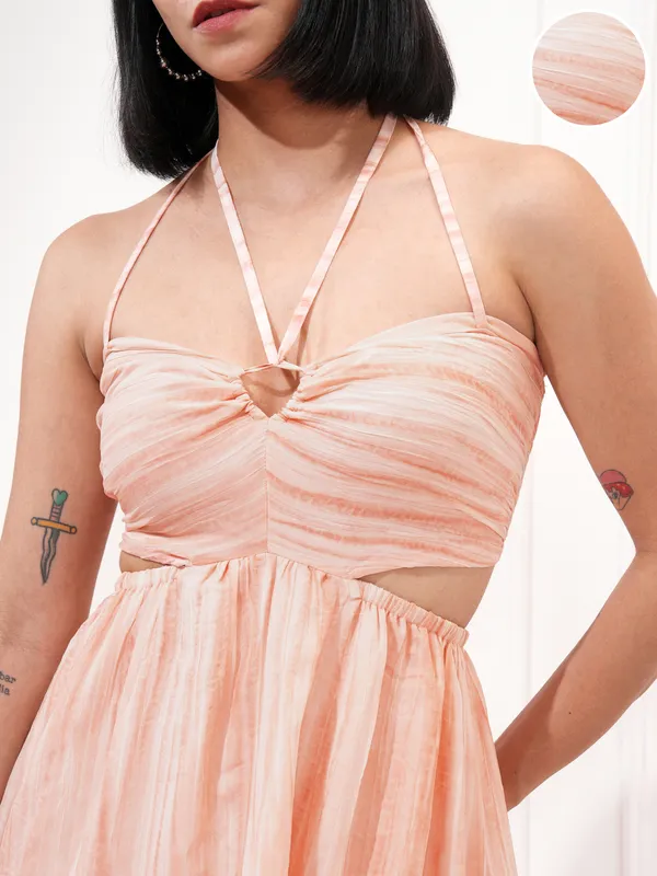 Tokyo Talkies Women Pink Solid Maxi Dress