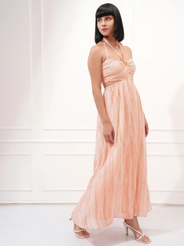Tokyo Talkies Women Pink Solid Maxi Dress