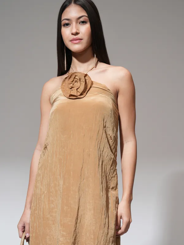 Tokyo Talkies Women Brown Solid A-Line Dress