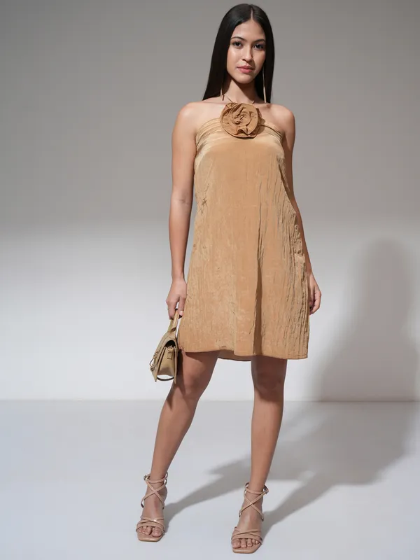 Tokyo Talkies Women Brown Solid A-Line Dress