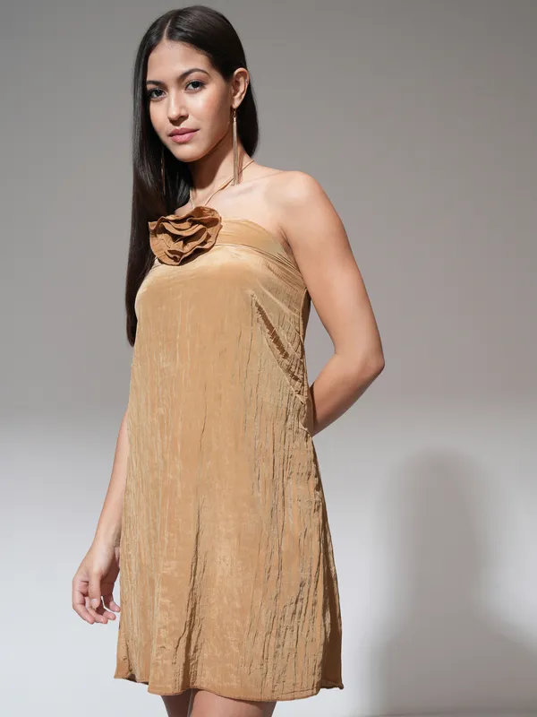 Tokyo Talkies Women Brown Solid A-Line Dress