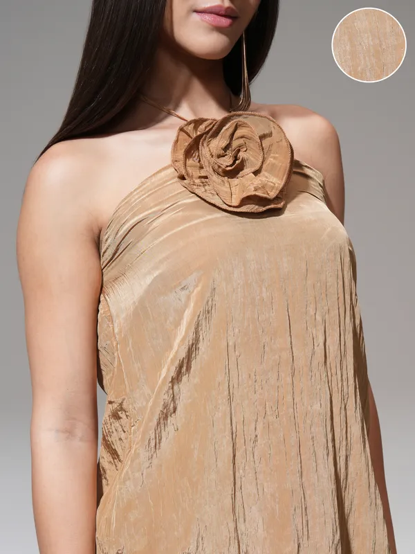 Tokyo Talkies Women Brown Solid A-Line Dress