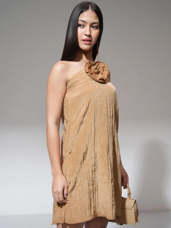 Tokyo Talkies Women Brown Solid A-Line Dress