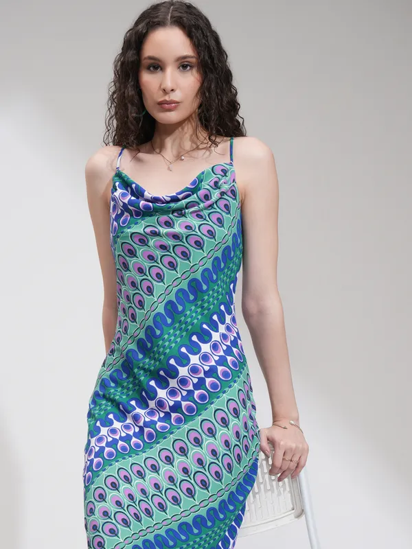 Tokyo Talkies Women Blue Printed Sheath Dress