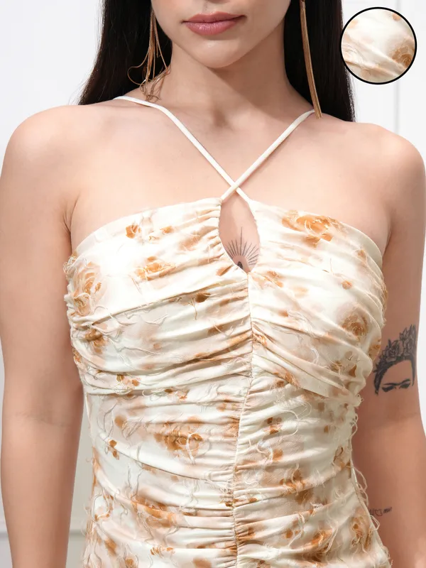 Tokyo Talkies Women Brown Self Design Bodycon Dress