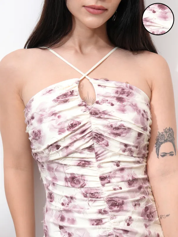 Tokyo Talkies Women Purple Self Design Bodycon Dress