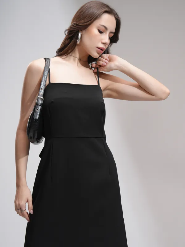 Tokyo Talkies Women Black Solid Fit And Flare Dress