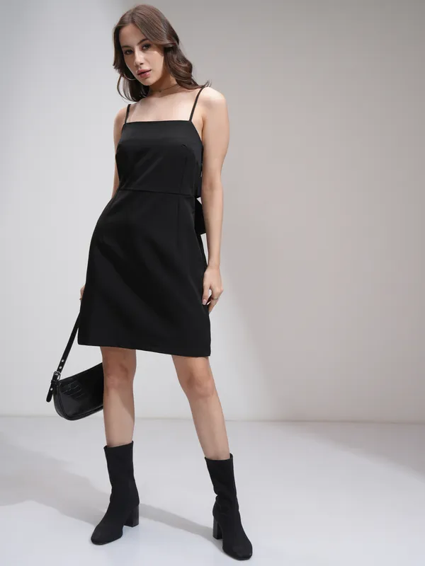 Tokyo Talkies Women Black Solid Fit And Flare Dress