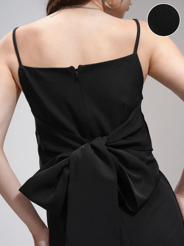 Tokyo Talkies Women Black Solid Fit And Flare Dress