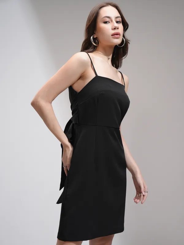 Tokyo Talkies Women Black Solid Fit And Flare Dress