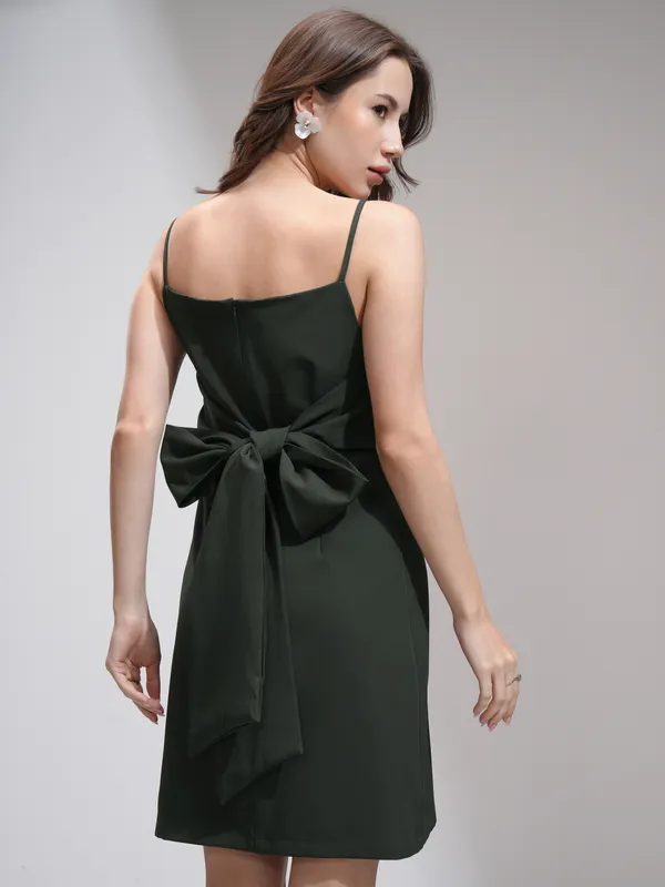 Tokyo Talkies Women Olive Solid Fit And Flare Dress