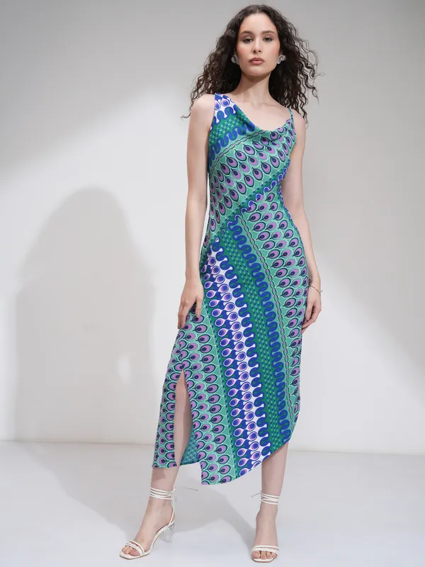 Tokyo Talkies Women Blue Printed Sheath Dress