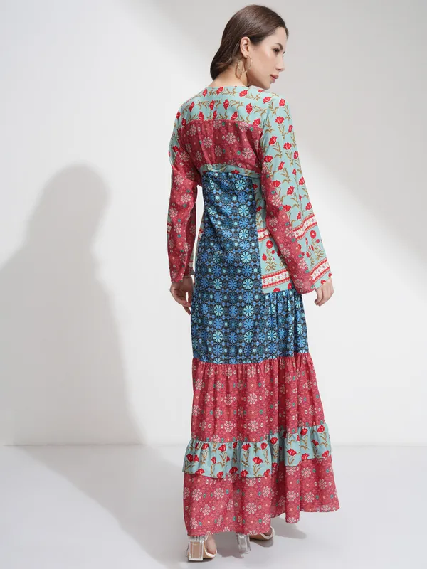 Tokyo Talkies Women Blue Printed A-Line Dress