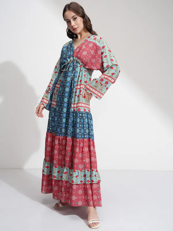 Tokyo Talkies Women Blue Printed A-Line Dress