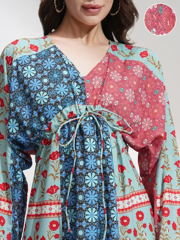 Tokyo Talkies Women Blue Printed A-Line Dress
