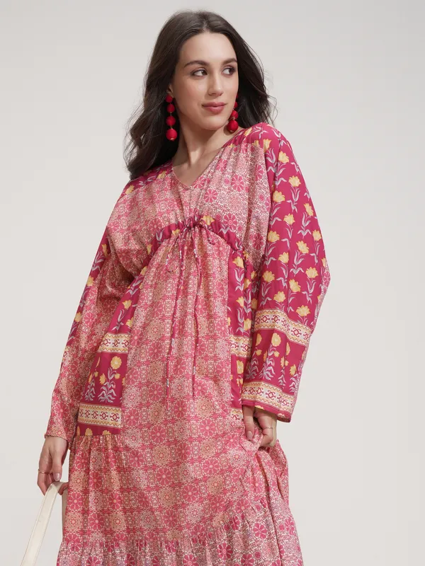 Tokyo Talkies Women Red Printed Maxi Dress