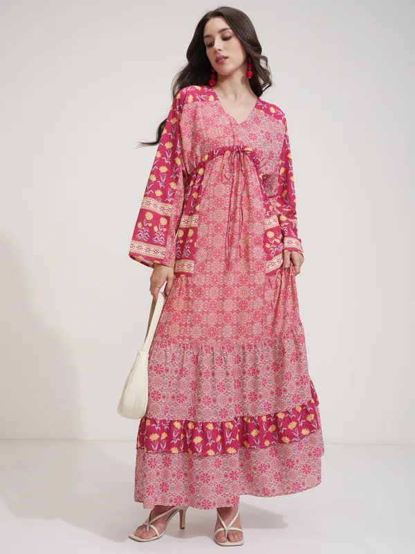 Tokyo Talkies Women Red Printed Maxi Dress