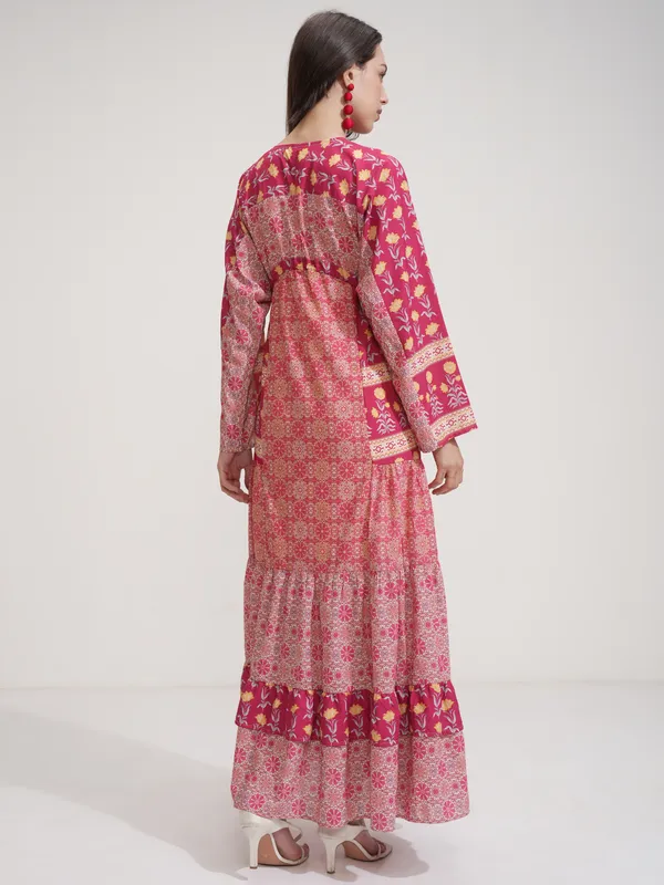 Tokyo Talkies Women Red Printed Maxi Dress