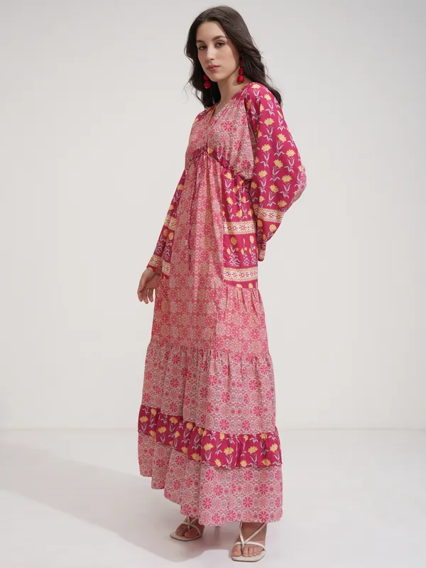 Tokyo Talkies Women Red Printed Maxi Dress