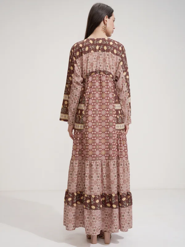 Tokyo Talkies Women Olive Printed Maxi Dress