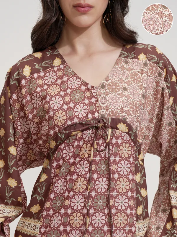 Tokyo Talkies Women Olive Printed Maxi Dress