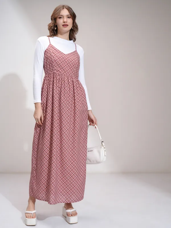 Tokyo Talkies Women Coral Printed Maxi Dress