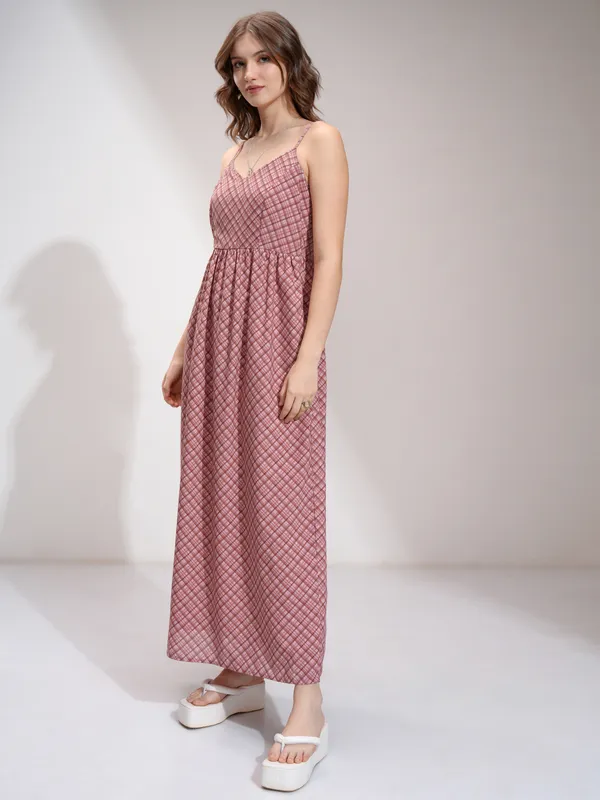 Tokyo Talkies Women Coral Printed Maxi Dress