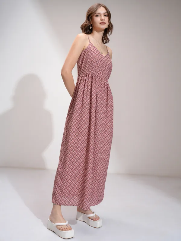 Tokyo Talkies Women Coral Printed Maxi Dress