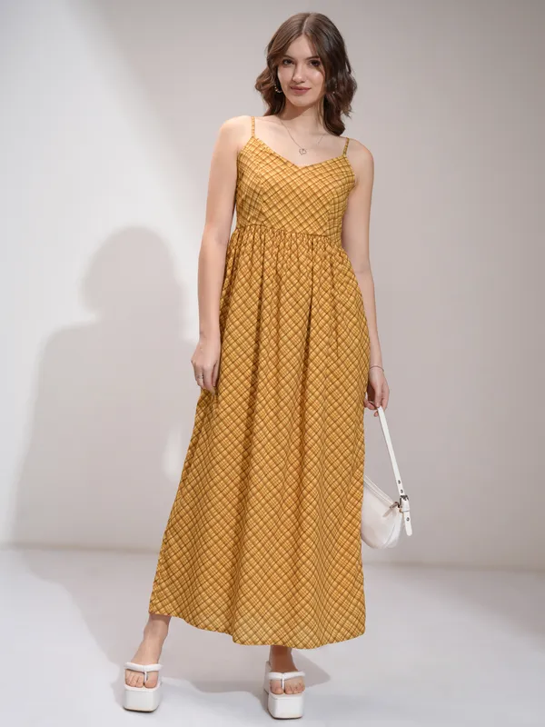 Tokyo Talkies Women Yellow Printed Maxi Dress