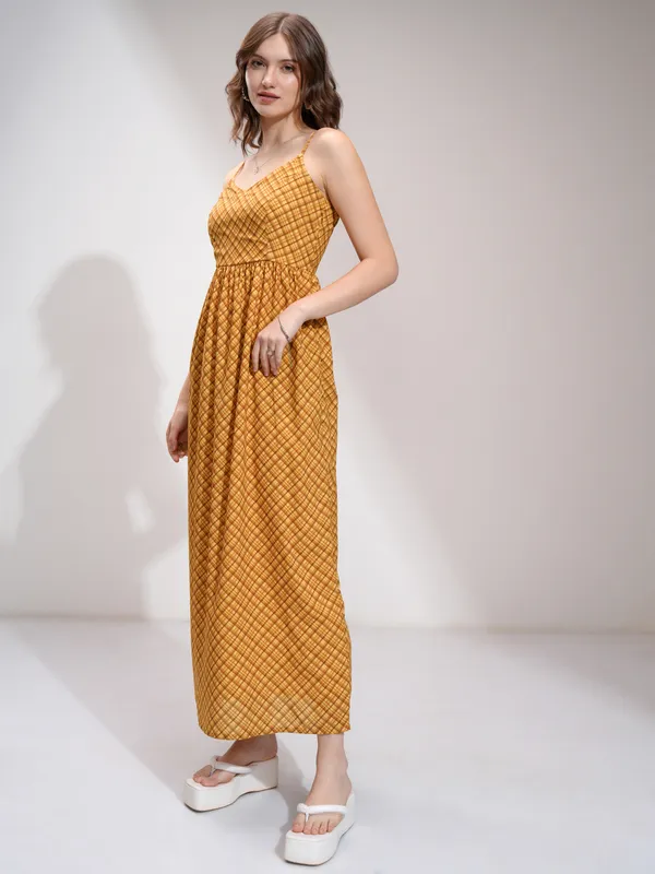 Tokyo Talkies Women Yellow Printed Maxi Dress