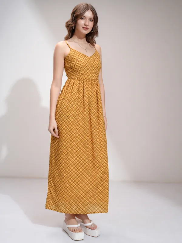 Tokyo Talkies Women Yellow Printed Maxi Dress