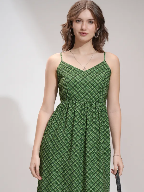 Tokyo Talkies Women Green Printed Maxi Dress