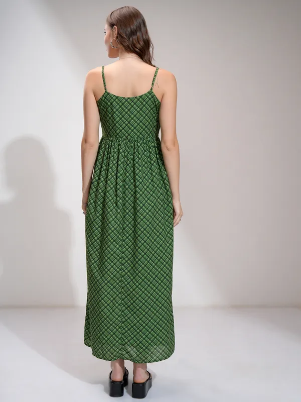Tokyo Talkies Women Green Printed Maxi Dress