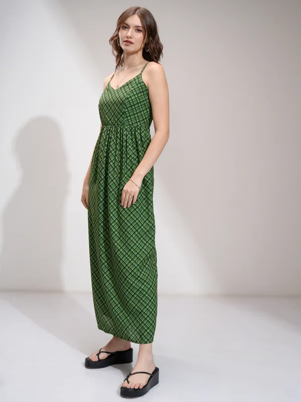 Tokyo Talkies Women Green Printed Maxi Dress