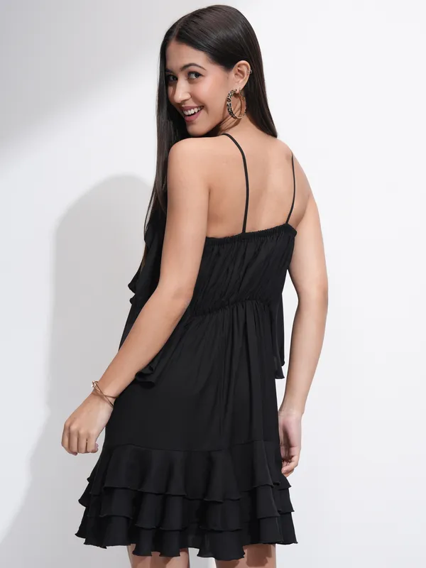 Tokyo Talkies Women Black Solid A-Line Dress