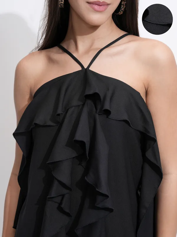 Tokyo Talkies Women Black Solid A-Line Dress