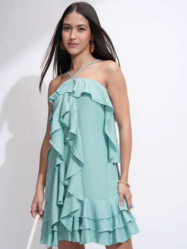 Tokyo Talkies Women Blue Solid A-Line Dress