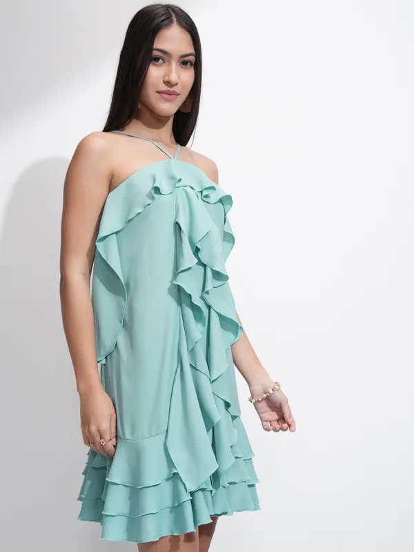 Tokyo Talkies Women Blue Solid A-Line Dress