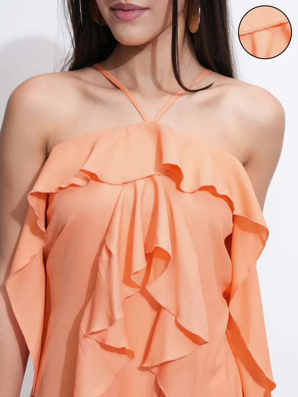 Tokyo Talkies Women Orange Solid A-Line Dress