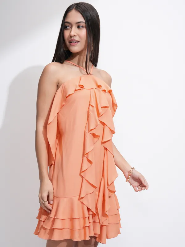 Tokyo Talkies Women Orange Solid A-Line Dress