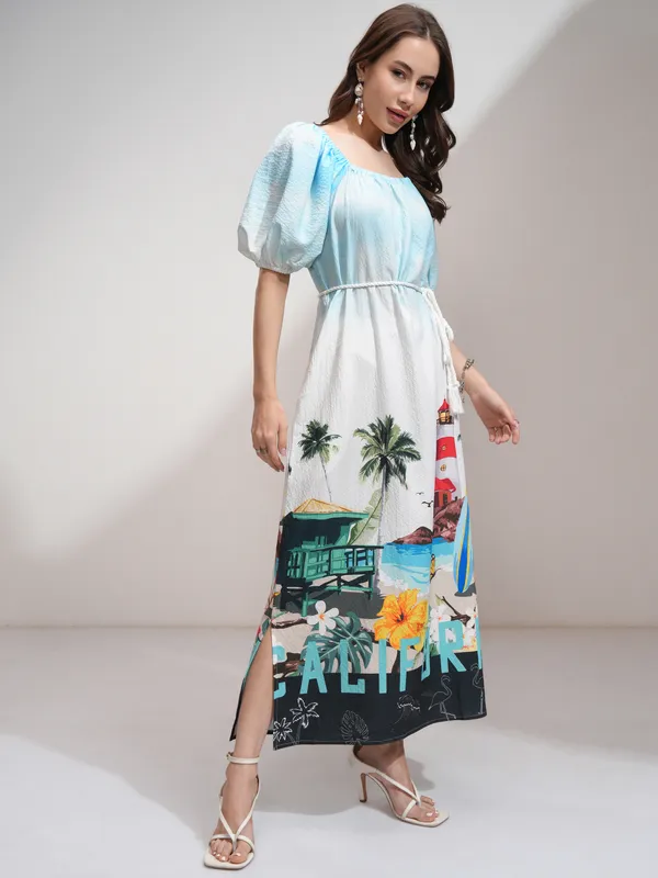 Tokyo Talkies Women White Printed Maxi Dress
