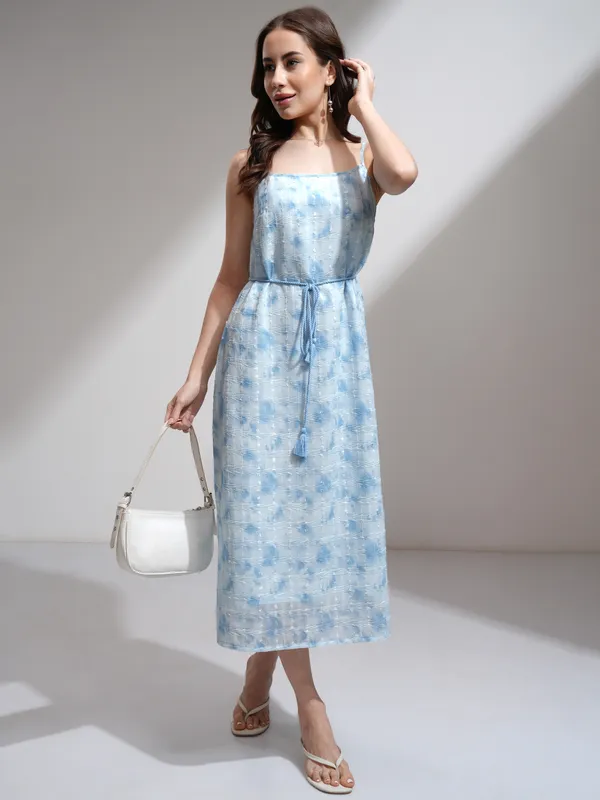 Tokyo Talkies Women Blue Printed A-Line Dress