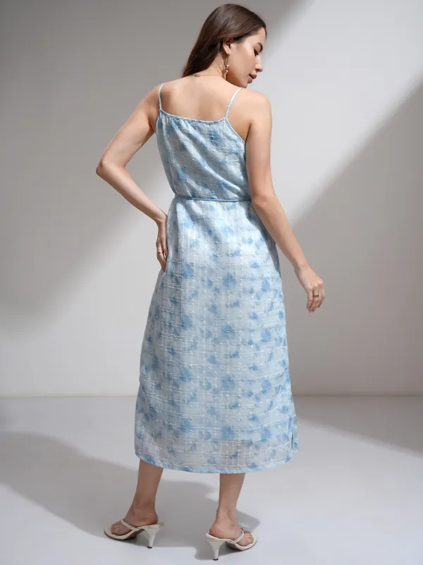 Tokyo Talkies Women Blue Printed A-Line Dress